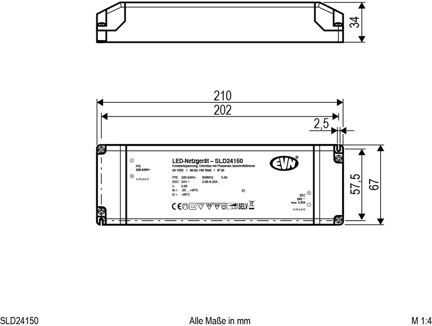 EVN LED-Netzgerät SLD24150 24V/DC dimmbar)