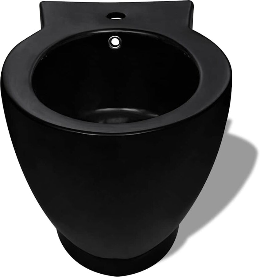 vidaXL Bidet rond à poser en céramique sanitaire noir