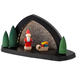 Seiffener Volkskunst Gesteinsbogen anthrazit LED beleuchtet Weihnachtsmotiv farbig 31 cm