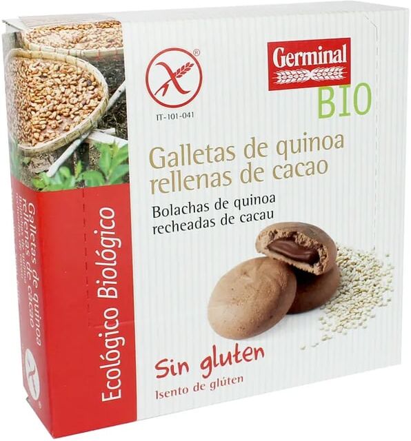 Germinal Eco Bio Bolachas Quinoa Recheadas de Cacau Sem Glúten Bio 200g Cacau