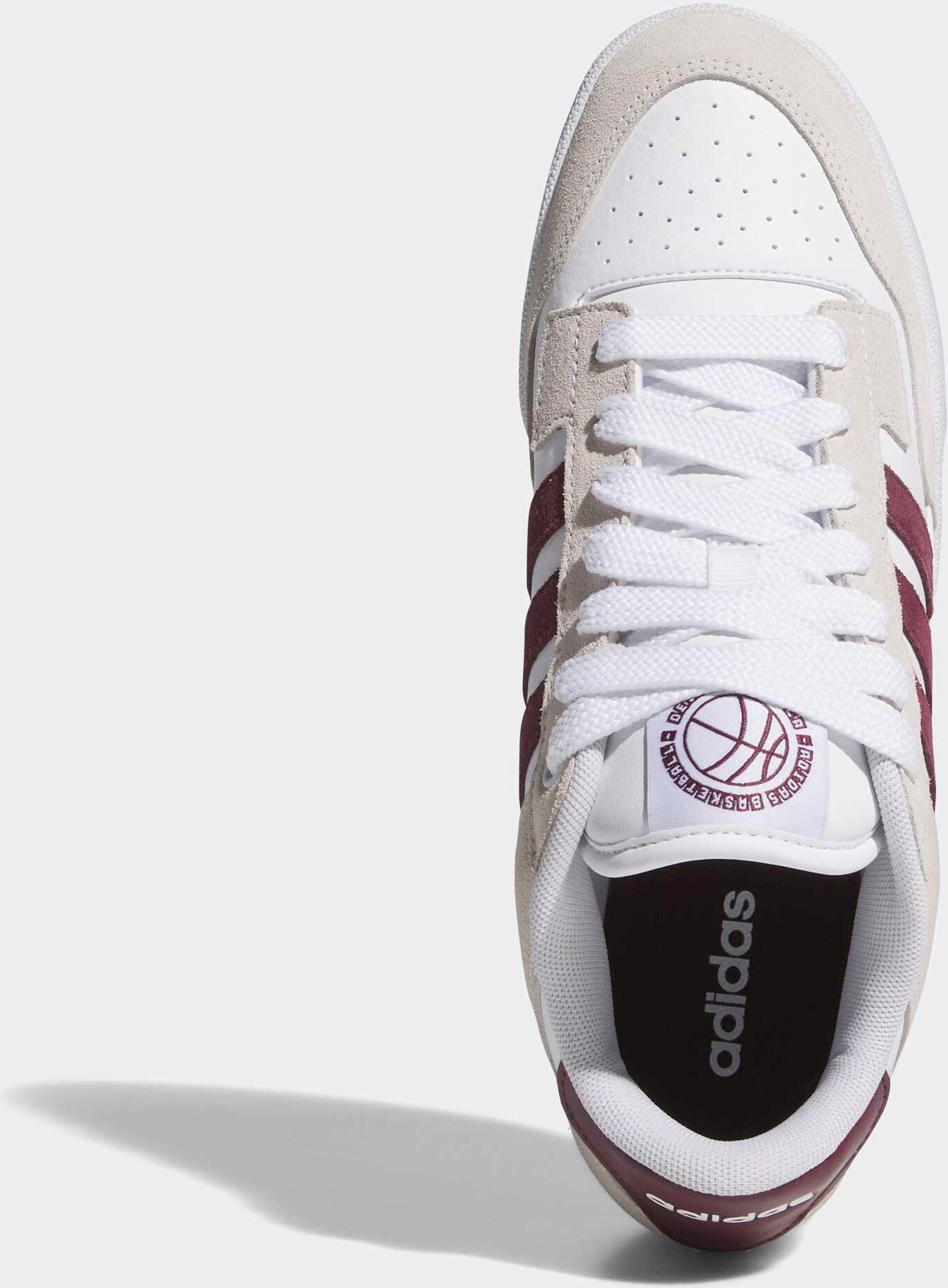 Sneaker ADIDAS SPORTSWEAR "RAPID COURT LOW", Damen, Gr. 45, beige (cloud weiß, maroon, ftwr weiß), Leder, Synthetik, Schuhe Sneaker