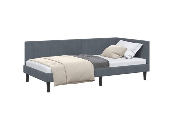 PUGYNBK Eckbettgestell Dunkelgrau, 100 x 200 cm Weicher Stoffbezug, fester Lattenrost, L-Form, verstellbares Kopfteil, einfache Reinigung