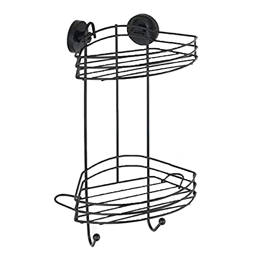 WENKO Vacuum-Loc hoekrek met 2 etages en haken, zwart, B/D/H: 23 x 43 x 21 cm