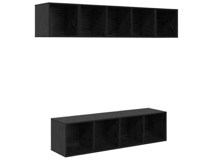 hliofuir 4-TLG. TV-Schrankset Wandmontage, Schwarz Eichen-Optik Vierteilige hängende Wohnwand mit 6 Fächern für Wohnzimmer und Medienraum, platzsparend und flexibel kombinierbar.