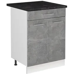 Vicco, Regal, Spülenunterschrank R-Line, Beton/Weiss, 60 cm Arbeitsplatte Anthrazit