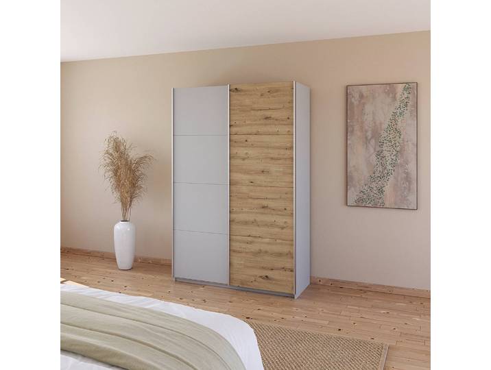 Schwebetürenschrank - Zweifarbig 136cm Grau/Seidengrau