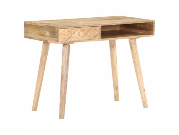 HNSMFPRE Schminktisch, 100 x 50 x 76 cm, aus massivem Mangoholz Schminktisch, Schublade und Fach, Essentials Aufbewahrung, Schlafzimmer, Nachhaltiges Tropenholz