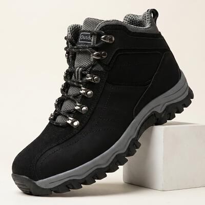 LightInthebox Men's Gray and Orange Mid-Top Hiking Shoes, Lace-Up Grip Sole Outdoor Sport Style for Hikers, Trekking, Camping, Climbing and Adventure Wear