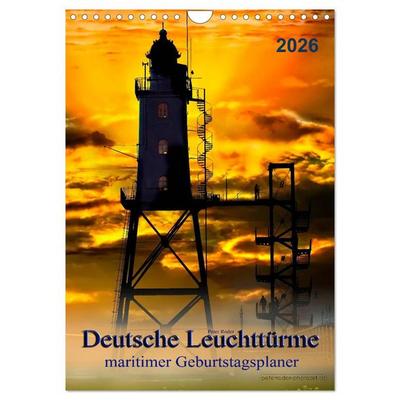 Deutsche Leuchttürme - maritimer Geburtstagsplaner (Wandkalender 2026 DIN A4 hoch), CALVENDO Monatskalender