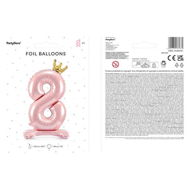 Partydeco Ballon Zahl 8 auf fuss - Rosa (1x) (FB126M-8-081J)