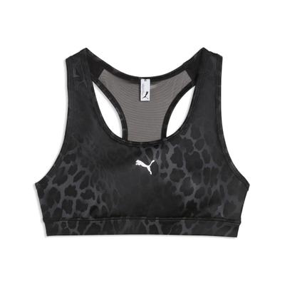 Sport-BH PUMA "4KEEPS BRA - P - SPOTTED HAZE - MID", Damen, Gr. L, N-Gr, schwarz (puma schwarz), Interlock, Obermaterial: 85% Polyester, 15% Elasthan, schmal, BHs Sport-BH, mit Feuchtigkeitsmanagement, mit herausnehmbaren Polstern