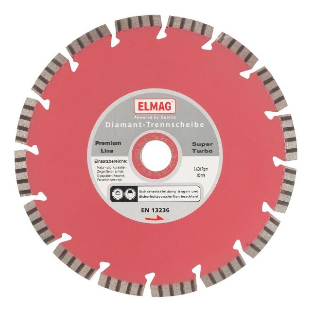 Elmag - Diamantscheibe 180 mm PREMIUM LINE - SUPER TURBO Bohrung: 25,4 mm (61553)