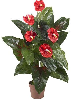 Nearly Natural Real Touch 3-foot Anthurium Silk Plant - Multicolor