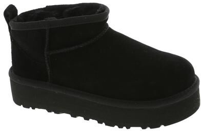 UGG Classic Ultra Mini Platform (Kids Toddler-Youth) Casual in Black, Size 6 Youth M, Leather