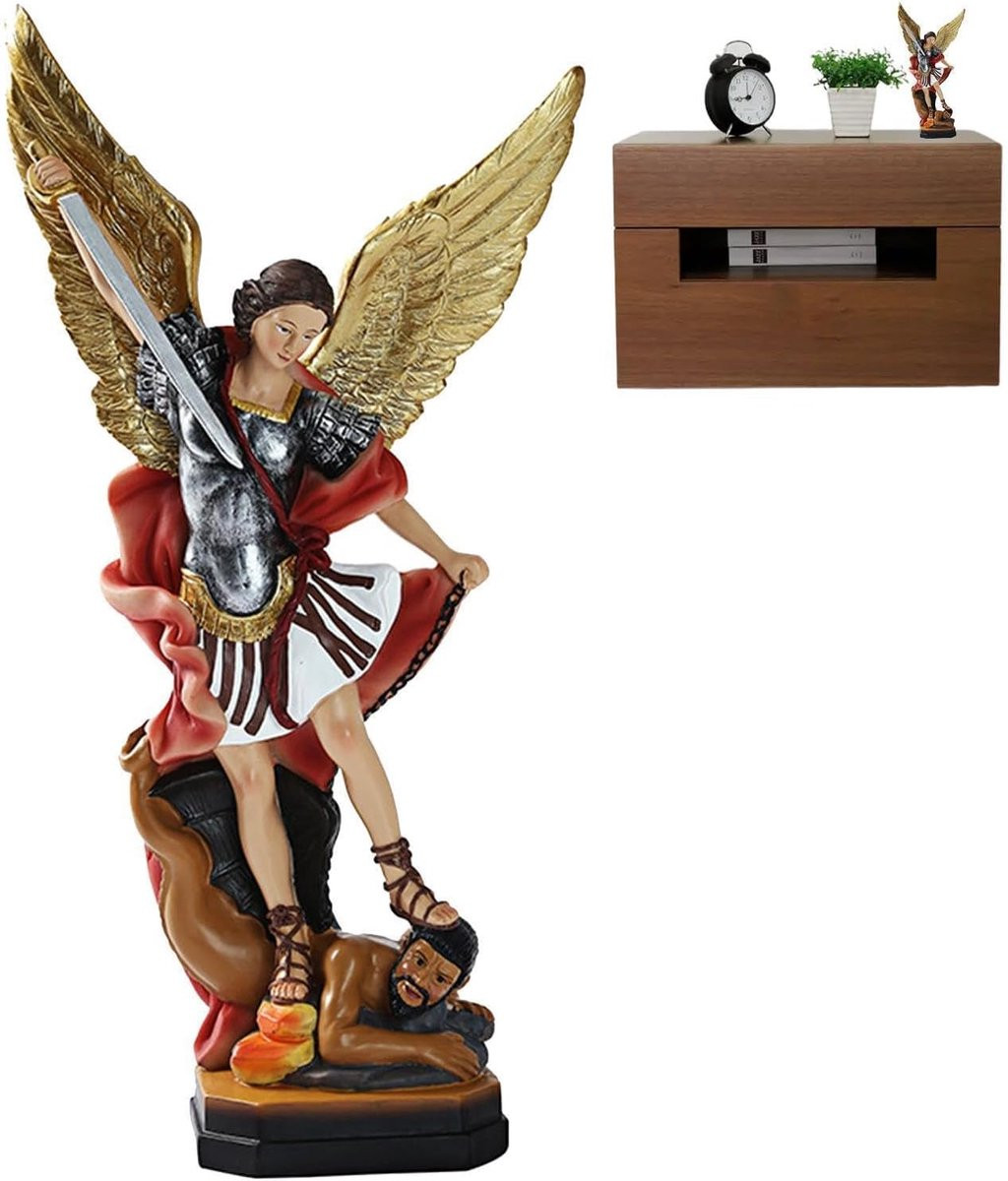 Decoratief Engel Standbeeld voor op tafel, Handgesneden, Hoogte: 22 cm