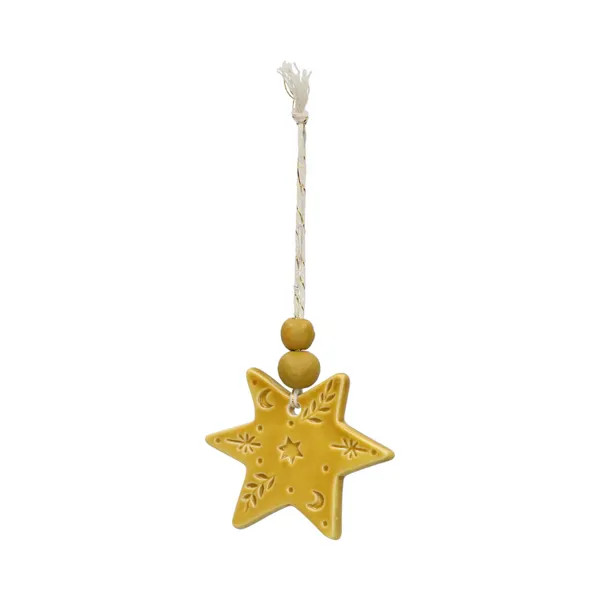 Dille & Kamille Porseleinen Hanger Ster Geel