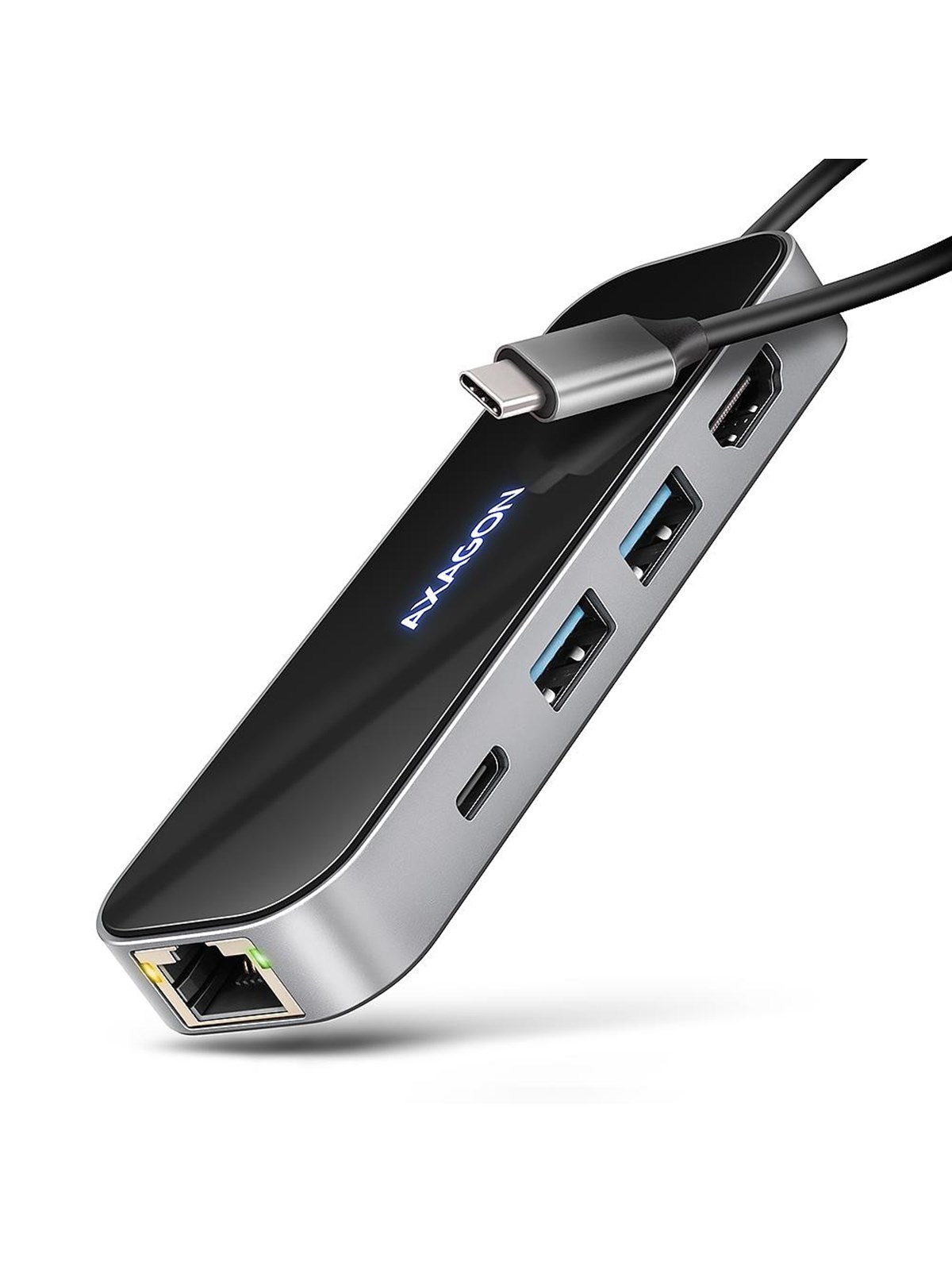 AXAGON Glass 6-in-1 USB-C 5 Gbps Hub USB-Hubs - USB 3.2 - 6 - Schwarz