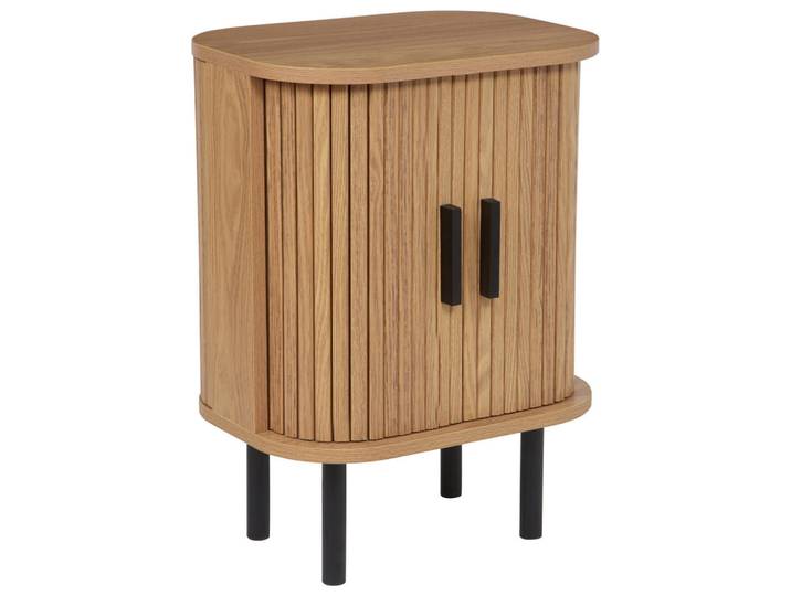 Beliani Beistelltisch helles Holz/schwarz Bradley, Hellbraun, Schwarz, 40x55x30 cm, Wohnzimmer, Wohnzimmertische, Beistelltische