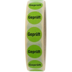 Böttcher-AG Hinweisetiketten Geprüft, Ø 20 mm, selbstklebend, 1.000 Stück