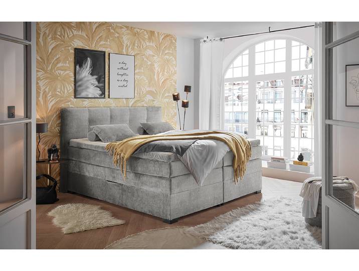 Boxspringbett Gugark 180 x 200cm Microfaser Valeria Grau