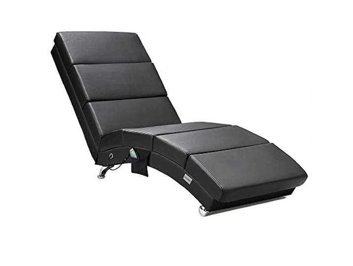 CASARIA® Relaxliege Massage Heizfunktion 186x89x55cm Ergonomisch Kunstleder Gepolstert 180 kg Belastbarkeit Wohnzimmer Chaiselongue Relaxsessel Schwarz