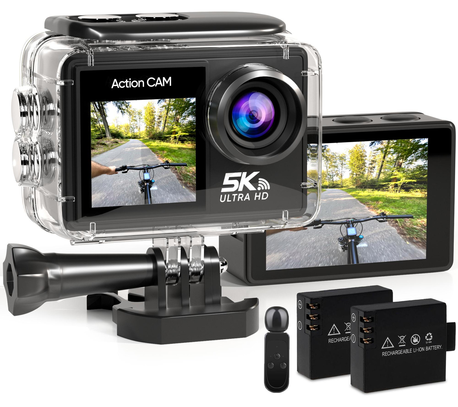 Strex Action Camera 5K 50MP - 60FPS - Waterdicht tot 30M - WiFi - Touchscreen - Inclusief Externe Microfoon en Accessoires
