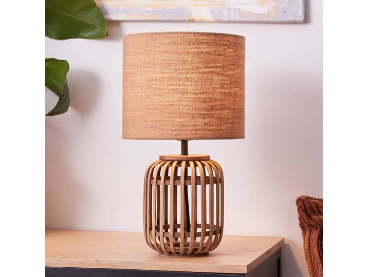 Brilliant Tischlampe Woodrow, Holz hell, für Wohn- / Esszimmer, Bambus