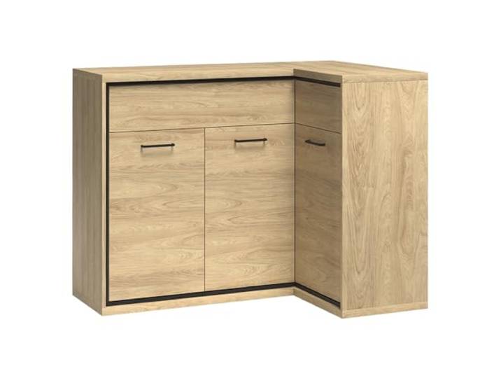 Lomadox Eckkommode Sideboard Eckschrank Kommode Wohnzimmerschrank Anrichte Aufbewahrunsschrank Links in braun in Eiche