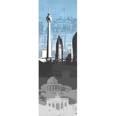 Fototapete ARCHITECTS PAPER "Berlin", blau (schwarz, grau, blau), B:1m L:2,8m, Vlies, Tapeten, Tapete Stadt Berlin Fototapete Grau Blau Panel 1,00m x 2,80m