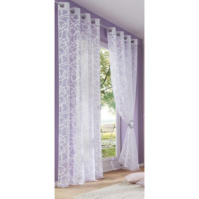 Gardine OTTO HOME "Tanaro, 2er-Set, Ösen, transparent, Schlingen-Motiv" Gr. 4, weiß, B:140cm H:245cm, Voile, Polyester, Gardinen, Gardine, 2-er Set, mit Schlingen-Motiv bedruckt, Polyester