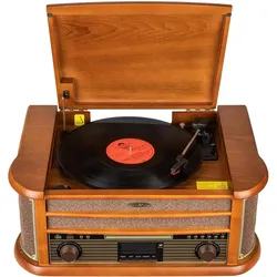 Reflexion HIF2002 (Bluetooth, CD Player, Plattenspieler, Tape-Deck, 2x 40 W), Stereoanlage, Braun