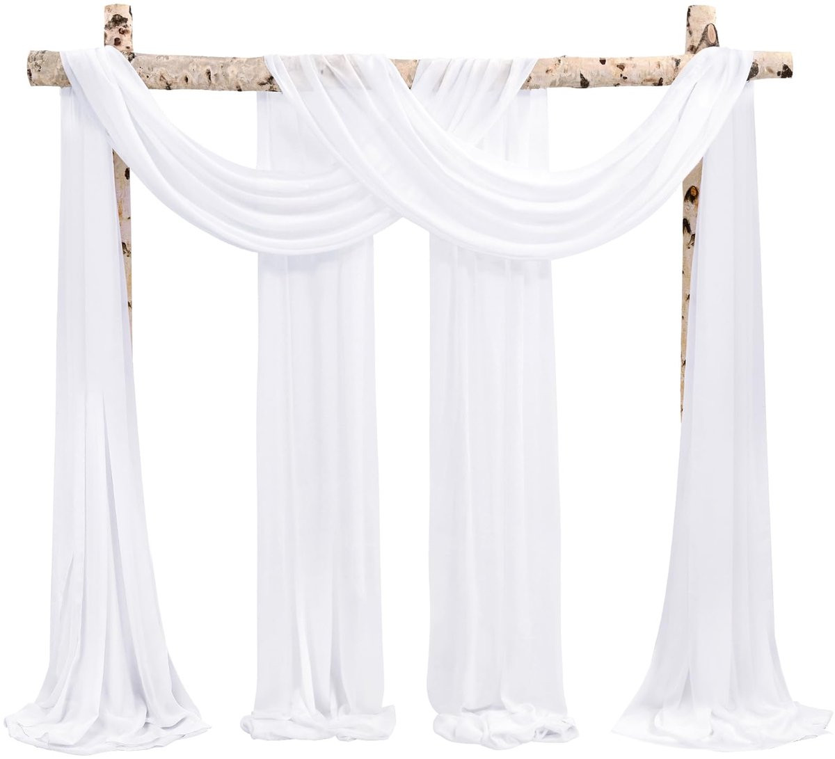 Set van 2 witte chiffon draperieën voor bruiloft bogen, 73 x 980 cm