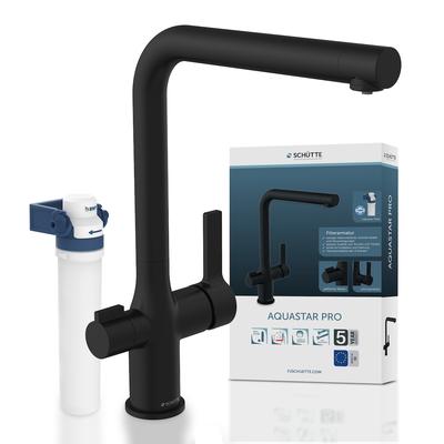 Schütte AQUASTAR PRO Trinkwasser-Spültischarmatur, Schwarz matt, mit Filtersystem