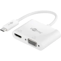 Goobay USB-C™ Multiport-Adapter HDMI™+VGA, 1 Stk. im Polybeutel, Weiss (USB-C), Dockingstation + USB Hub, Weiss