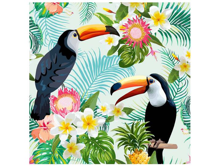20er-Set Servietten, Tropical Birds, Papier, 3-lagig, 33 x 33 cm