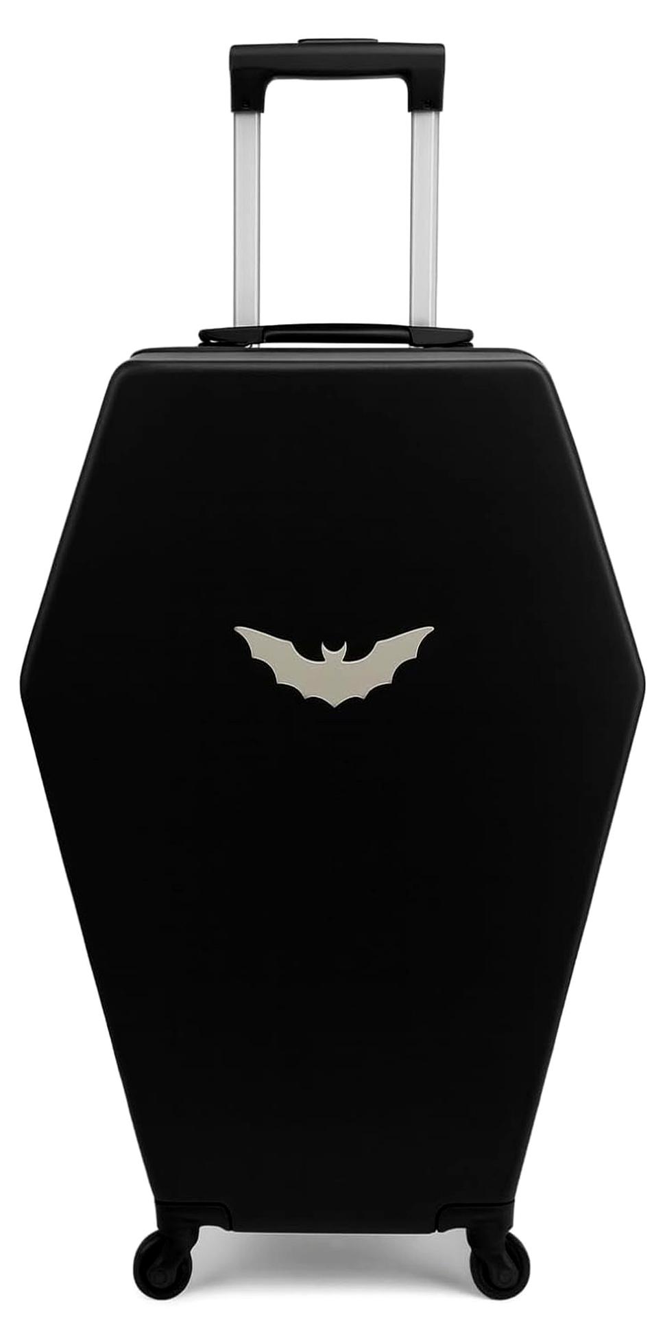 Gothic-Sargkoffer, 66,5 cm, schwarz, Hartschale, Handgepäck mit Schloss, Reisetrolley für Cosplay und Veranstaltungen