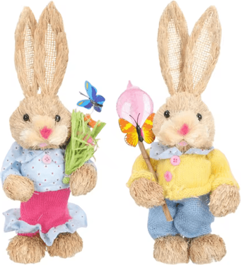 Inspire Picks Straw Easter Bunny Decoration Rustic Spring Rabbit Ornament For Home & Garden 2pcs D