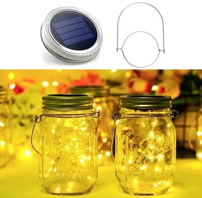 Uplift Picks Solar Mason Jar Lid Lights With Twenty LEDs For Outdoor Decor warm White 1 Pc
