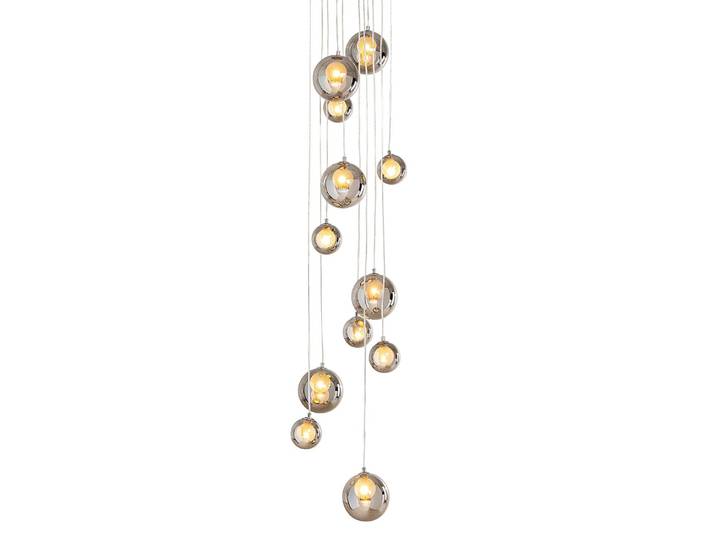 Hängeleuchte Symphony 36 x 200 x 36cm Silber/Silber Baldachin: Stahl verchromt, Schirm: Glas beschichtet G9