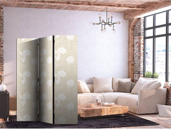 Paravent acoustique poissons nénuphars Autres Beige 135 x 172cm