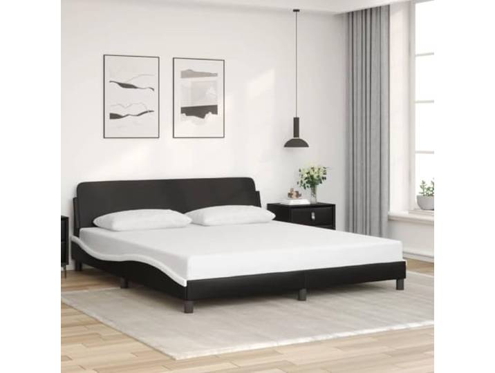 YUOTYRKTEJRSG Kunstleder Bettgestell mit Kopfteil stabil Schwarz 180x200 cm Bettgestell Dover 180x200 cm Kunstleder mit Kopfteil Schwarz Weiss Stabil und Modern