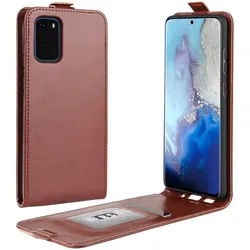Flip Case Handyhülle für Samsung Galaxy S20 Vertikal Schutzhülle Tasche Cover Braun Bumper Smartphone Kartensteckplatz-Kreditkarte-Geldscheine EC-Karte Bank-Karte