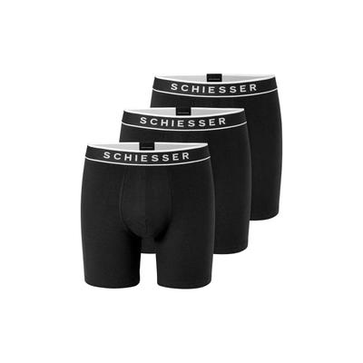 Boxershorts SCHIESSER "Boxershort Long Shorts 3P 3er Pack", Herren, Gr. XL, schwarz, Obermaterial: 95% Baumwolle CO. 5% Elasthan EL., Unterhosen