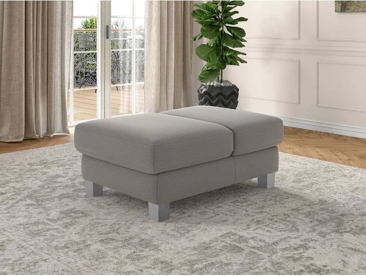 Polsterhocker SIT & MORE Dundee , grau, B:75cm H:46cm, Hocker, Polsterhocker, mit Klappfunktion, Federkern und hochwertigen Edelstahlfüssen