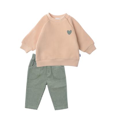 Sweatanzug LILIPUT "Herz", Mädchen, Gr. 86/92, rosa (rosa, grün), 80% Baumwolle, 20% Polyester, bedruckt, Sportanzüge, mit niedlichem Herz-Print