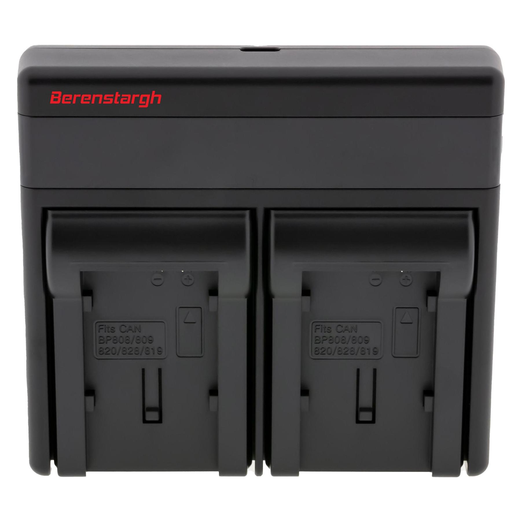 Berenstargh Dual PD Hyper Ladegerät f. Canon BP-808 BP-809 BP-819 USB-C in/out Powerbankfunktion (Kamera Akku Ladegerät) (61064322)