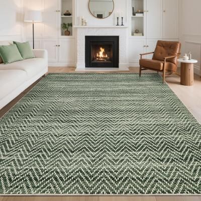 Garvee Chevron Striped Washable Modern Area Rug