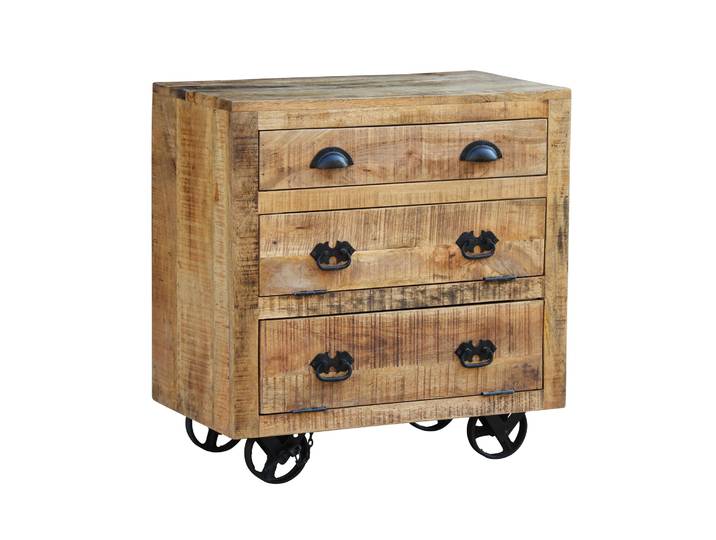 Kommode Holz Vintage FABRIZIO auf Rollen 70 x 75 cm