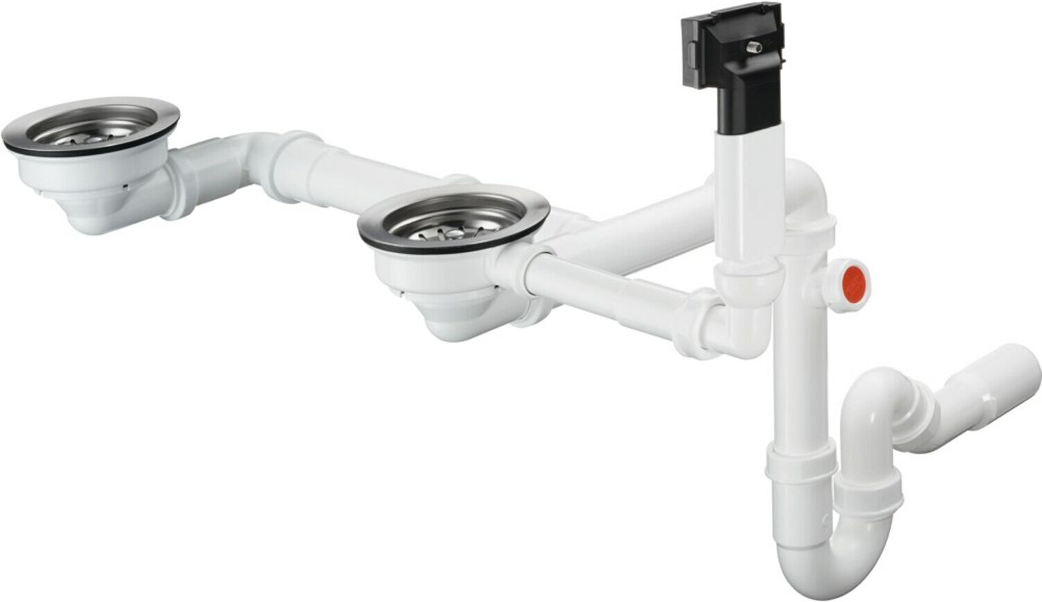 Hansgrohe Ab- u. Überlaufgarnitur D17-10 manuell, für Doppelbecken Granit, chrom (43928000)