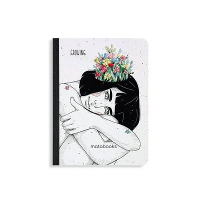 Notizbuch A6 blanko aus Graspapier mit Samenpapier-Cover – Samenbuch – Farbe: Growing – matabooks